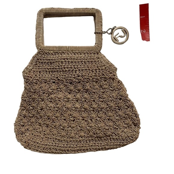 Frankie & Johnnie Woven mini purse, clutch, small, beige, satchel - Picture 3 of 6